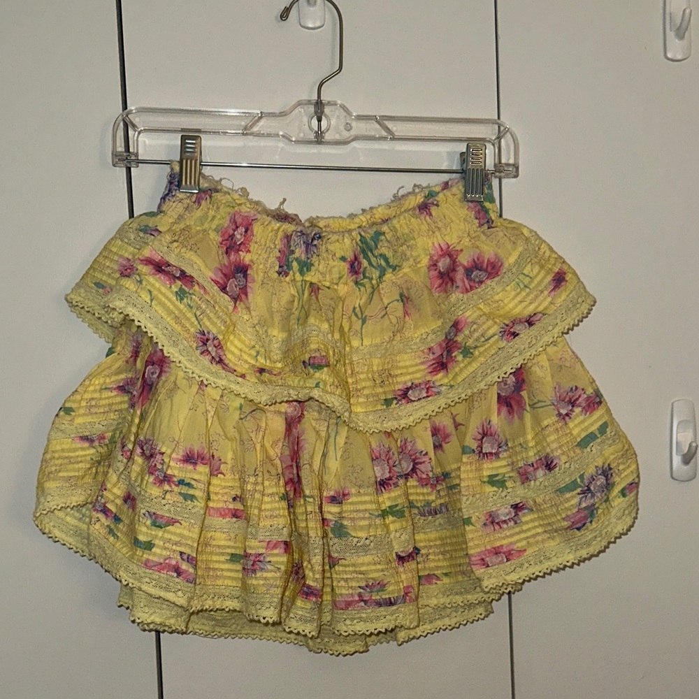 LoveShackFancy Ruffled Layered Yellow Floral Mini… - image 3